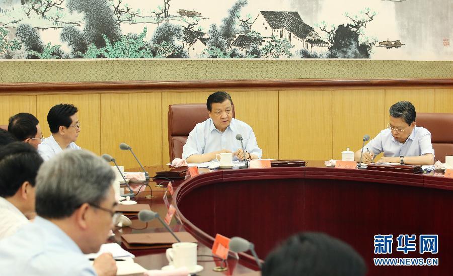 6月24日，中共中央政治局常委、中央黨的群眾路線教育實踐活動領(lǐng)導小組組長劉云山在北京主持召開中央黨的群眾路線教育實踐活動領(lǐng)導小組會議。新華社記者 姚大偉 攝 