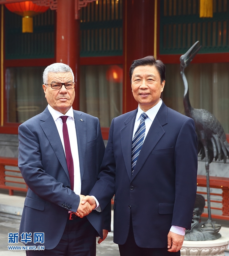 4月6日，國家副主席李源潮在北京會見由總書記薩伊達尼率領(lǐng)的阿爾及利亞民族解放陣線黨代表團。 新華社記者 丁海濤 攝