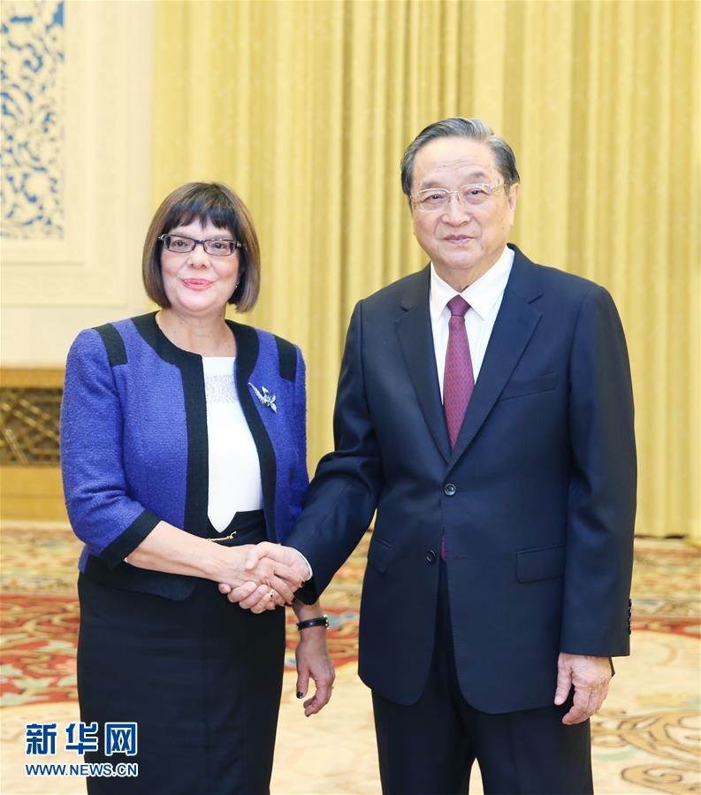 11月27日，全國(guó)政協(xié)主席俞正聲在北京會(huì)見塞爾維亞國(guó)民議會(huì)議長(zhǎng)戈伊科維奇。新華社記者 姚大偉 攝