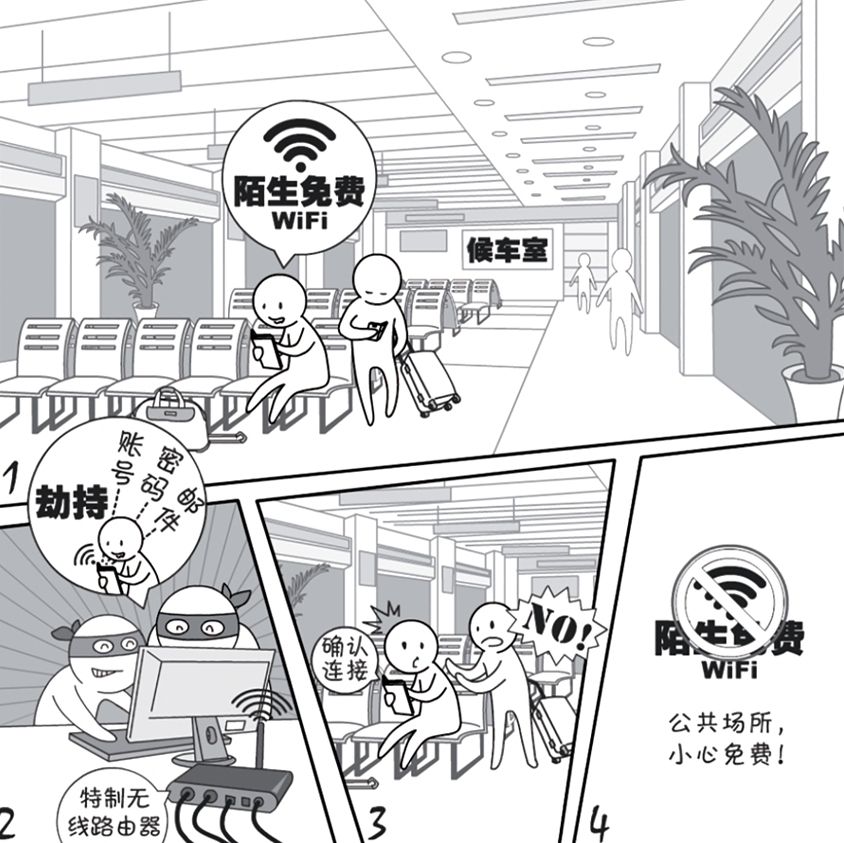 2018國家網(wǎng)絡安全宣傳周系列動漫①丨還在“蹭”免費WiFi？這些安全風險告訴你真能嚇一跳