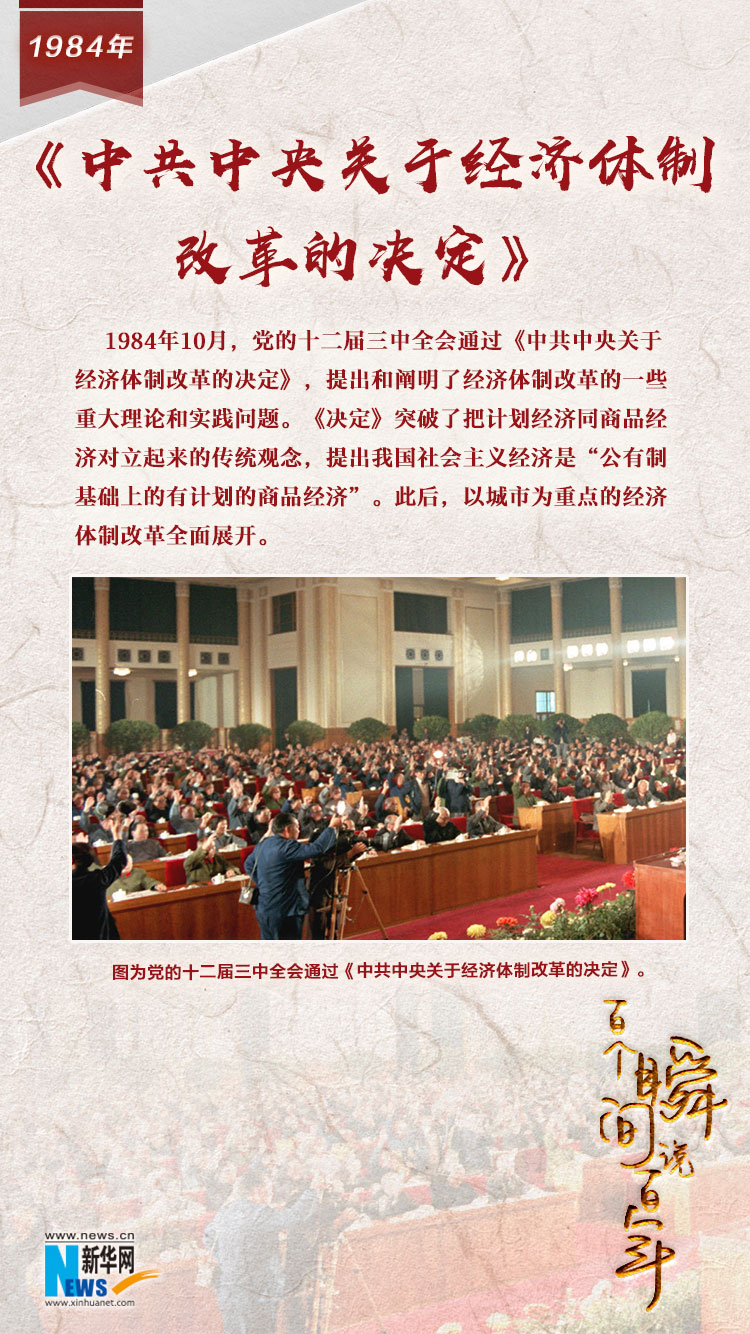 1984，《中共中央關(guān)于經(jīng)濟(jì)體制改革的決定》