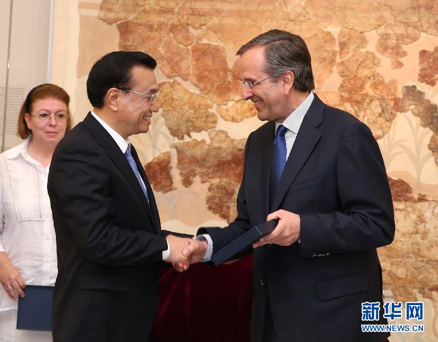 6月21日，國務院總理李克強與希臘總理薩馬拉斯共同出席希臘伊拉克利翁博物館新館開館儀式并發(fā)表講話。 新華社記者 龐興雷 攝