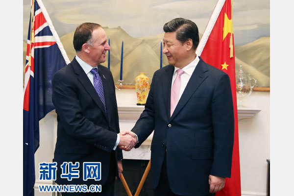 11月20日，中國(guó)國(guó)家主席習(xí)近平在惠靈頓同新西蘭總理約翰·基舉行會(huì)談。 新華社記者 馬占成 攝