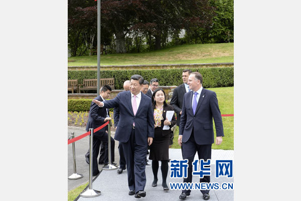 11月20日，中國(guó)國(guó)家主席習(xí)近平在惠靈頓同新西蘭總理約翰·基舉行會(huì)談。 新華社記者 李學(xué)仁 攝