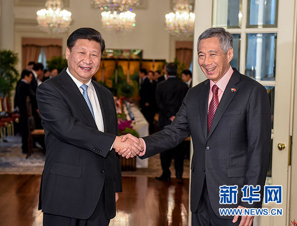 11月7日，國家主席習(xí)近平在新加坡同新加坡總理李顯龍舉行會談。 新華社記者 李學(xué)仁 攝
