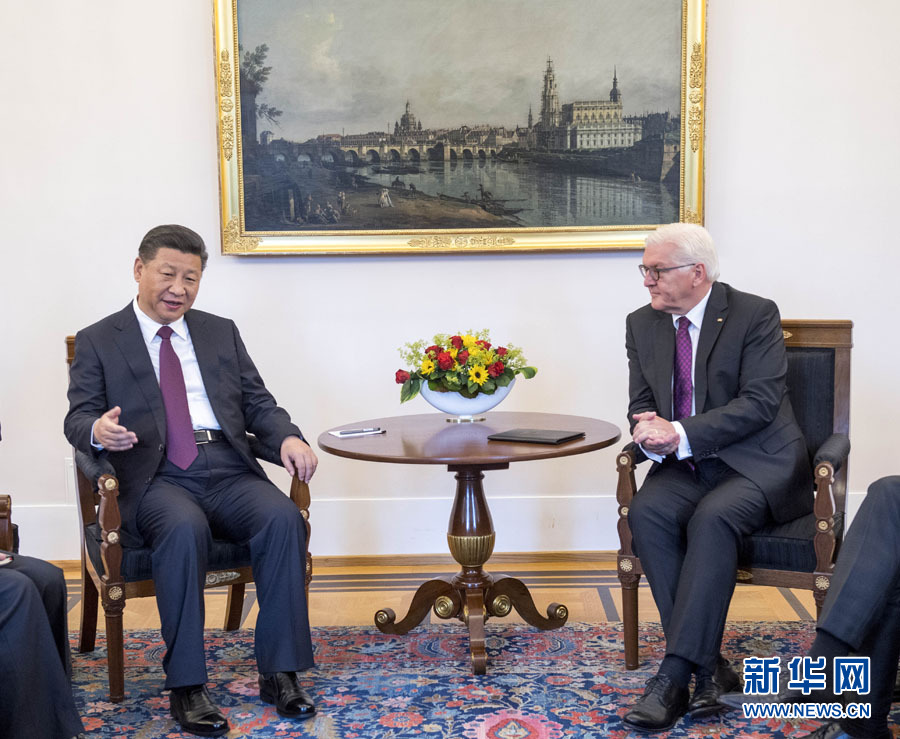7月5日，國家主席習(xí)近平在柏林會(huì)見德國總統(tǒng)施泰因邁爾。 新華社記者李學(xué)仁 攝