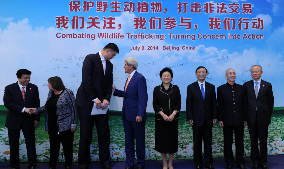 劉延東、楊潔篪同美國國務卿克里共同出席中美打擊野生動植物非法交易宣傳活動（圖）